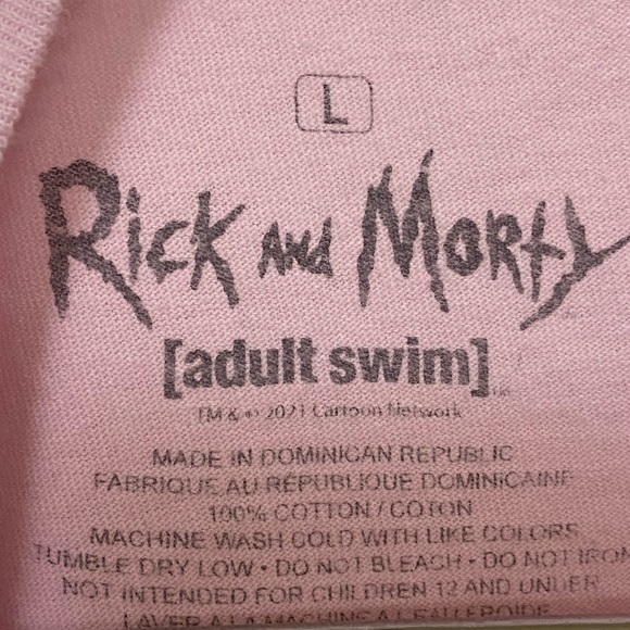 Awesome Rick & Morty PINK Retro Neon Skull Men’s L T-Shirt Rare - Picture 5 of 7